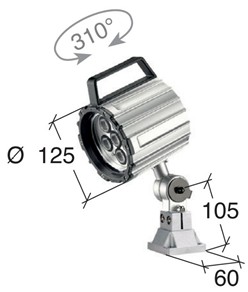 Lampada a led orientabile per macchine utensili
