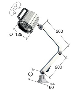 Lampada a led orientabile per macchine utensili