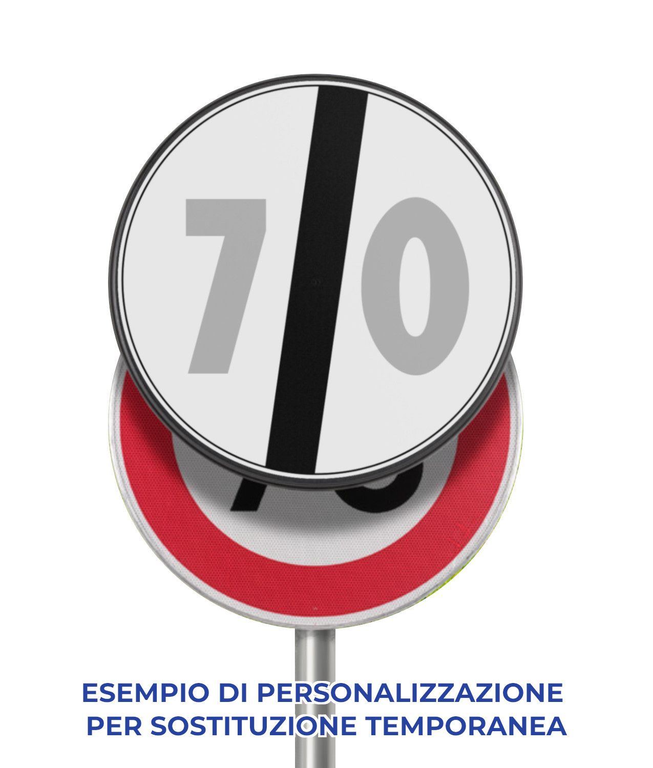 Pannello per copertura/sostituzione temporanea dei cartelli stradali tondi