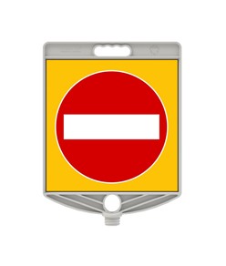 Cartello segnaletico bifacciale in plastica  per paletti, transenne e coni codice ZEP