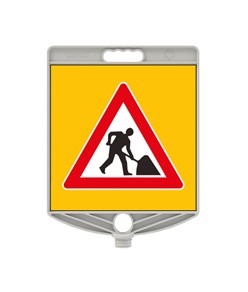 Cartello segnaletico bifacciale in plastica  per paletti, transenne e coni codice ZEP