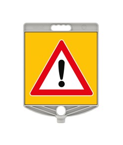 Cartello segnaletico bifacciale in plastica  per paletti, transenne e coni codice ZEP