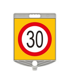 Cartello segnaletico bifacciale in plastica  per paletti, transenne e coni codice ZEP