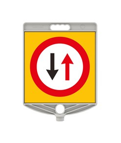 Cartello segnaletico bifacciale in plastica  per paletti, transenne e coni codice ZEP