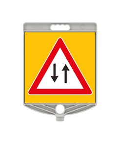 Cartello segnaletico bifacciale in plastica  per paletti, transenne e coni codice ZEP