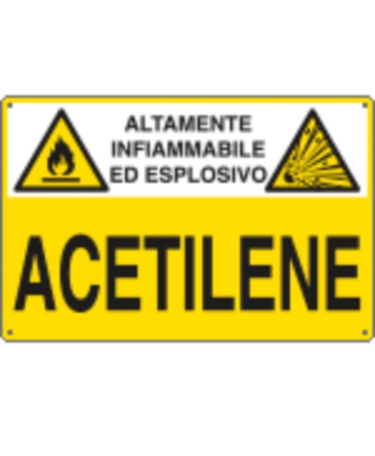 Cartello 'acetilene altamente infiammabile ed esplosivo' Cartello 'acetilene altamente infiammabile ed esplosivo'