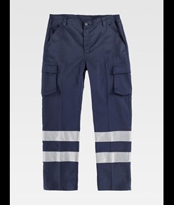 PANTALONE DA LAVORO MULTITASCHE BANDE RIFRANGENTI Workteam