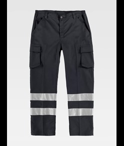 PANTALONE DA LAVORO MULTITASCHE BANDE RIFRANGENTI Workteam
