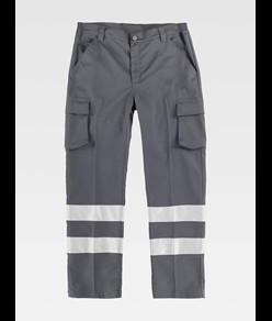 PANTALONE DA LAVORO MULTITASCHE BANDE RIFRANGENTI Workteam