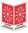 Cartello bifacciale con simbolo 'allarme antincendio'