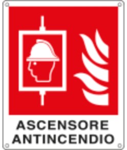 Cartello con scritta 'ascensore antincendio'