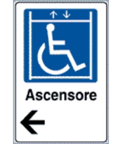 Cartello indicazione 'Ascensore disabili'