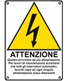 Cartello di pericolo 'attenzione quadro provvisto da più alimentazioni...'