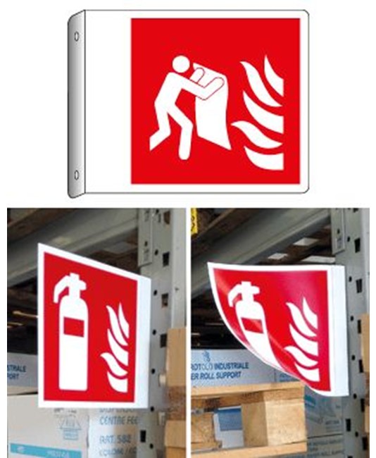 Cartello bifacciale flessibile 'coperta antifiamma' Cartello bifacciale flessibile 'coperta antifiamma'