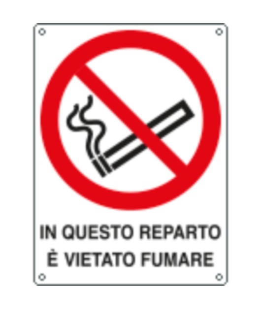 Cartello di divieto 'in questo reparto è vietato fumare' Cartello di divieto 'in questo reparto è vietato fumare'