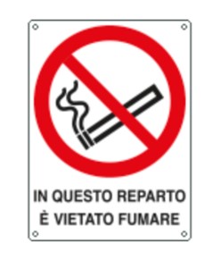Cartello di divieto 'in questo reparto è vietato fumare'
