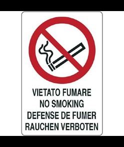 Cartello di divieto 'vietato fumare no smoking defense de fumer...'