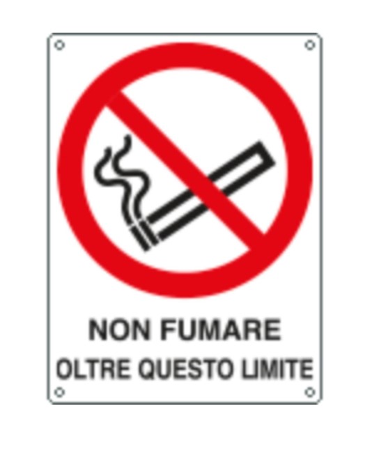 Cartello di divieto 'non fumare oltre questo limite' Cartello di divieto 'non fumare oltre questo limite'