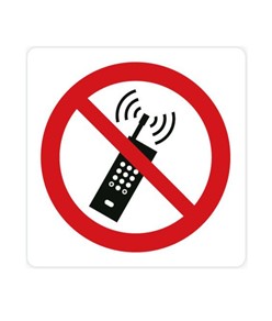 Cartello di divieto 'tenere telefoni accesi solo...'