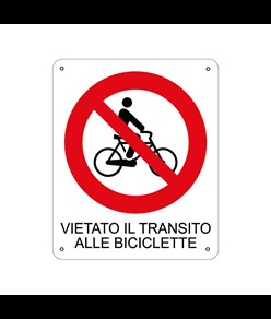 Cartello di divieto 'vietato il transito alle biciclette'