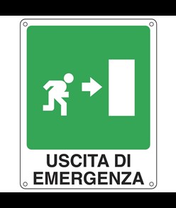 Cartello di emergenza 'uscita di emergenza a destra'
