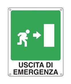 Cartello di emergenza 'uscita di emergenza a destra'