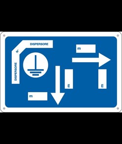 Cartello di messa a terra 'dispersore di terra n° distanza dal cartello'