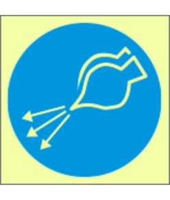 Cartello di obbligo marittimo fotoluminescente con simbolo avviamento aria