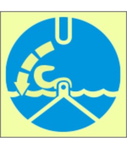 Cartello di obbligo marittimo fotoluminescente simbolo manovra di sgancio
