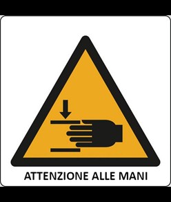 Cartello di pericolo 'pericolo attenzione alle mani'