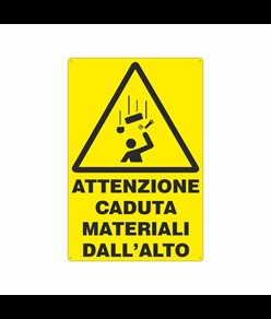 Cartello 'attenzione caduta materiali dall'alto'