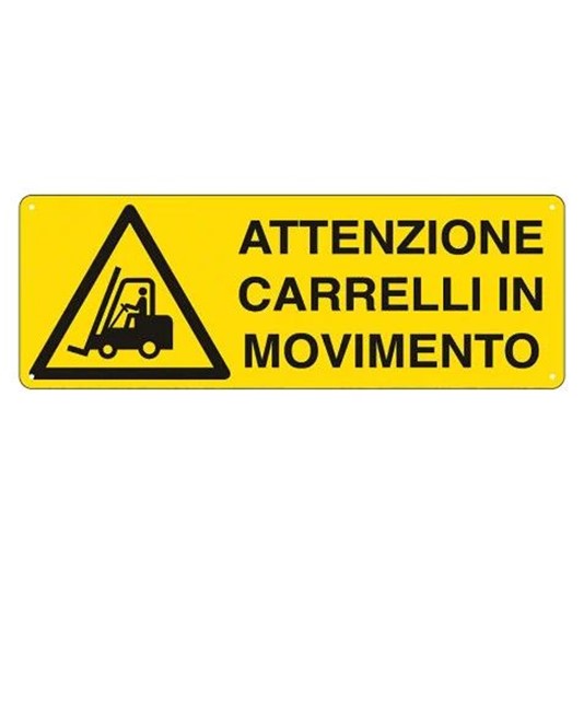 Cartello 'attenzione carrelli in movimento' Cartello 'attenzione carrelli in movimento'