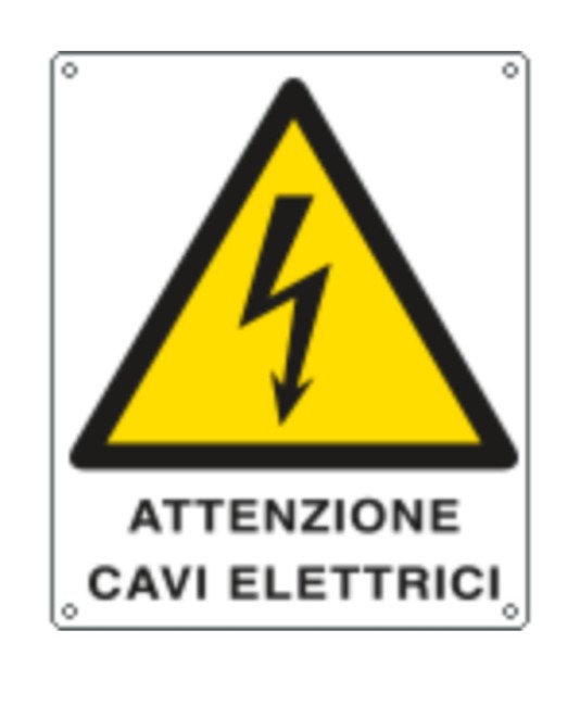 Cartello di pericolo 'attenzione cavi elettrici' Cartello di pericolo 'attenzione cavi elettrici'