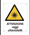 Cartello di pericolo 'attenzione raggi ultravioletti'