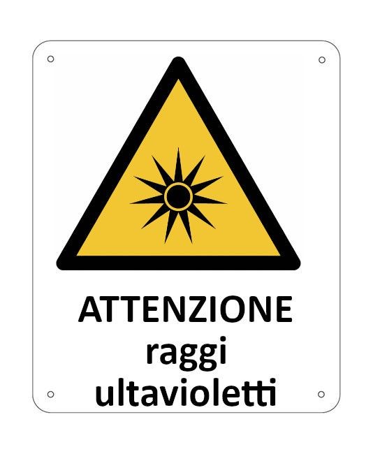 Cartello di pericolo 'attenzione raggi ultravioletti' Cartello di pericolo 'attenzione raggi ultravioletti'