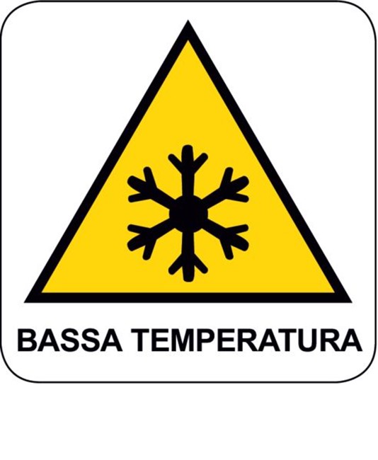 Cartello di pericolo 'bassa temperatura' Cartello di pericolo 'bassa temperatura'