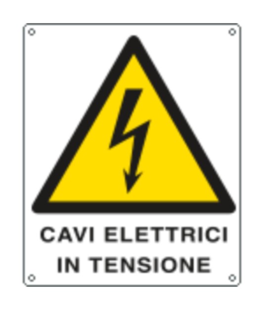 Cartello di pericolo 'cavi elettrici in tensione' Cartello di pericolo 'cavi elettrici in tensione'