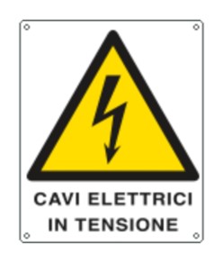 Cartello di pericolo 'cavi elettrici in tensione'