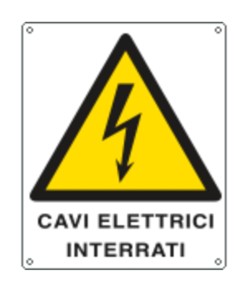 Cartello di pericolo 'cavi elettrici interrati'