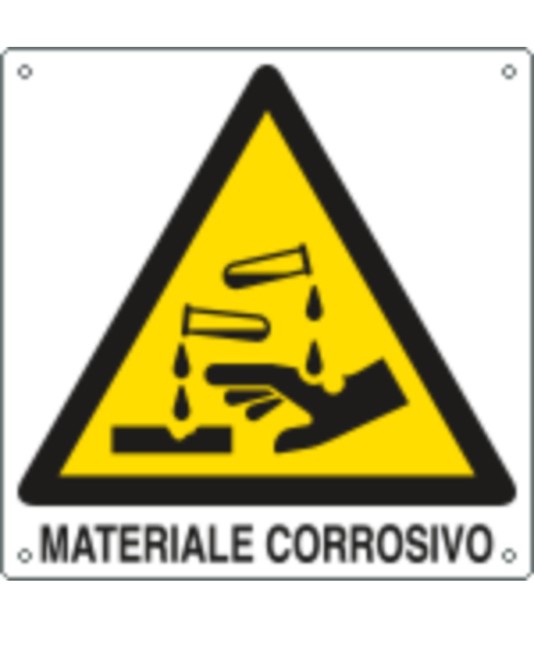 Cartello di pericolo 'materiale corrosivo' Cartello di pericolo 'materiale corrosivo'