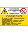 Cartello 'ossigeno comburente non avvicinarsi con fiamme libere...'