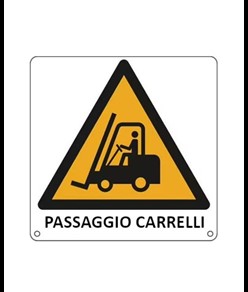 Cartello di pericolo 'passaggio carrelli'