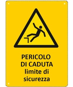 Cartello di pericolo 'pericolo di caduta limite di sicurezza'