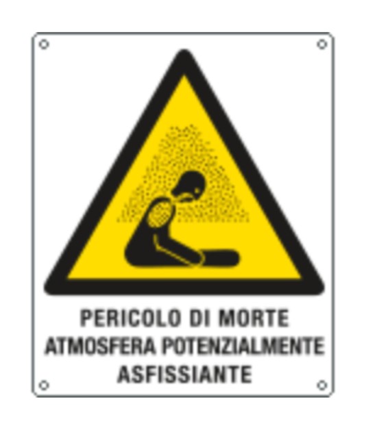 Cartello di pericolo 'pericolo di morte atmosfera potenzialmente asfissiante' Cartello di pericolo 'pericolo di morte atmosfera potenzialmente asfissiante'