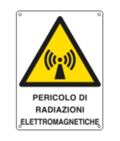 Cartello di pericolo 'pericolo di radiazioni elettromagnetiche'