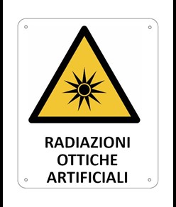 Cartello di pericolo 'radiazioni ottiche artificiali'