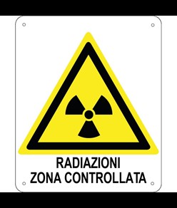 Cartello di pericolo 'radiazioni zona controllata'