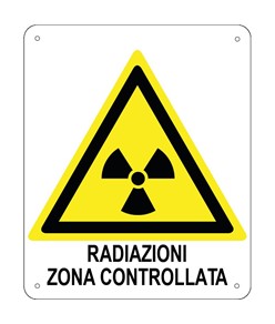 Cartello di pericolo 'radiazioni zona controllata'