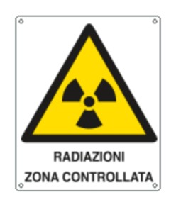 Cartello di pericolo 'radiazioni zona sorvegliata'