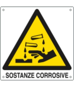 Cartello di pericolo 'sostanze corrosive'